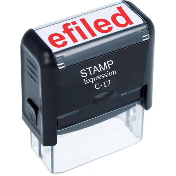 StampExpression - Efiled Tax Office Self Inking Rubber Stamp - Red Ink (A-5985)