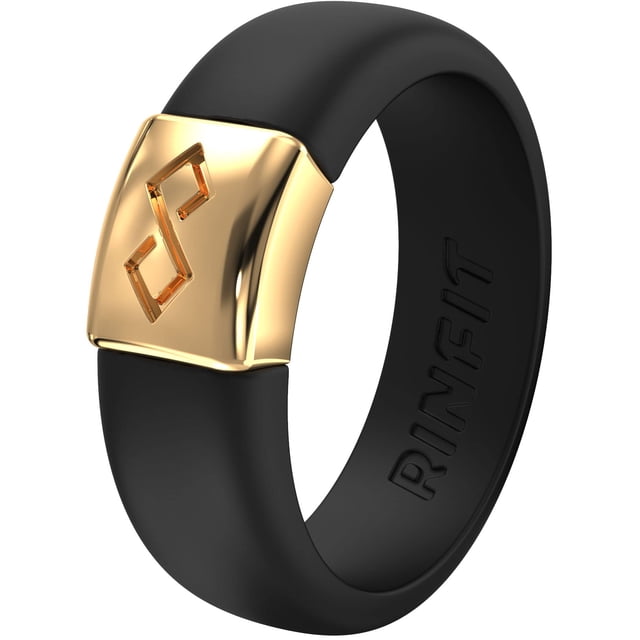 Alianza de silicona Rinfit Infinity Negro/Dorado Talla 7