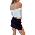 thumbnail image 5 of Womenacute;s Slim Cropped Tops Solid Color Mesh Long Sleeve Off Shoulder Show Navel T-shirt Clubwear for Spring Summer, 5 of 7