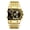 Gold Black, variant on Men's Luxury Rectangle Quartz Watch, Large Dial, Luminous Display, Multi-Time Zone, Water Resistant, Stainless Steel Business Casual Wristwatch