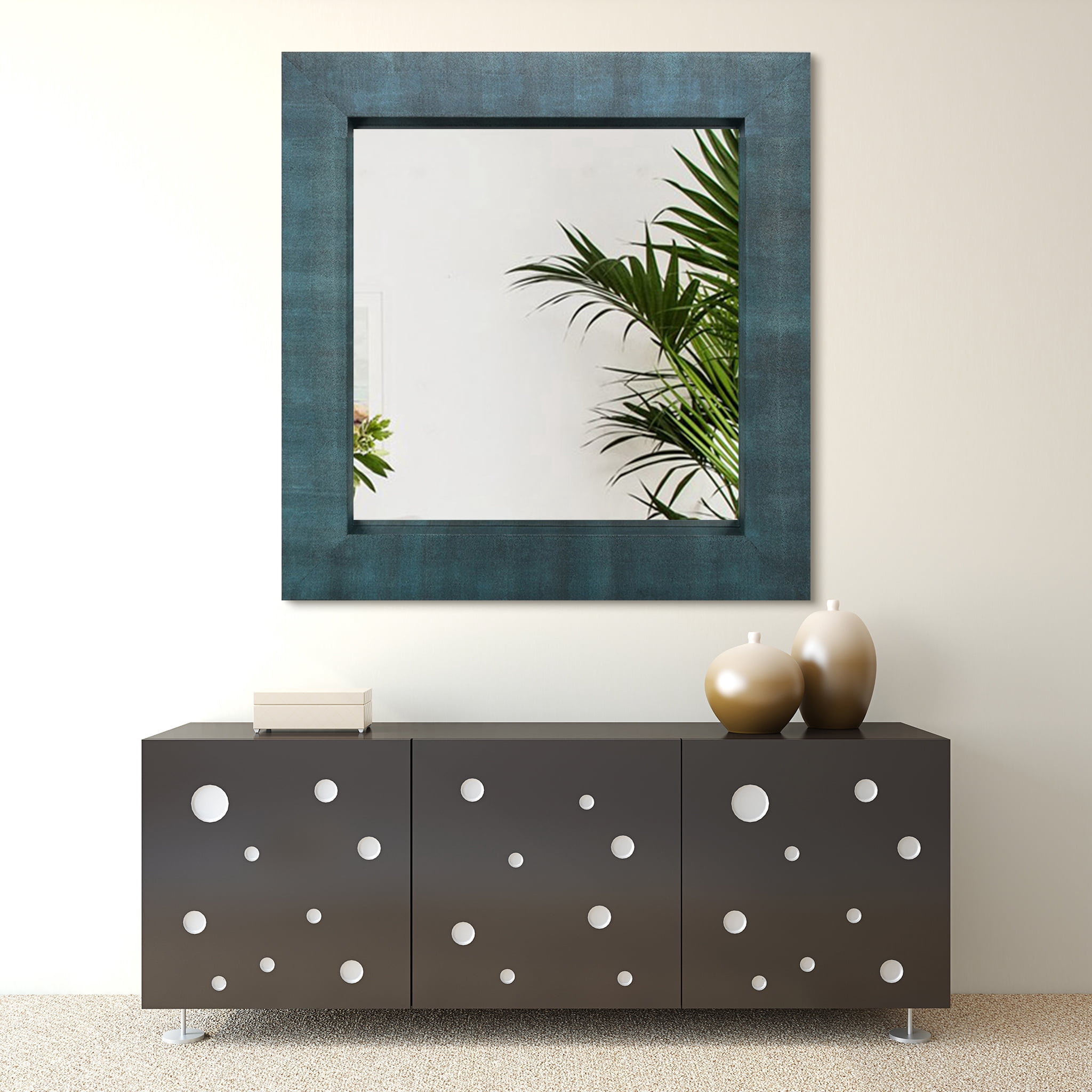 empire art direct metallic shagreen leather framed beveled accent mirror