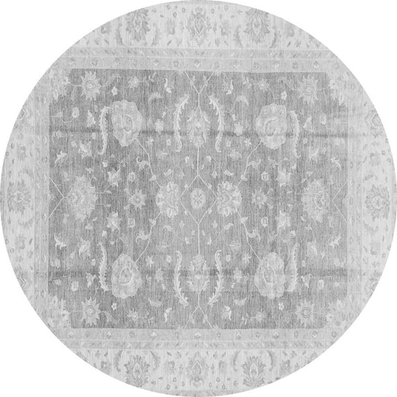 Ahgly Company Indoor Round Oriental Gray Modern Area Rugs, 7' Round
