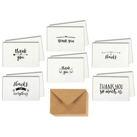 48 Assorted Thank You Cards Single-Side Printing Greeting Notecards in Postcard Style, Bulk Variety Set Includes 6 Different Designs with Kraft Envelopes, 4 x 6 (Best Wedding Cards In Delhi)