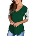thumbnail image 2 of Womens Summer Tops Lace Short Sleeve T Shirts Sexy V Neck Tops Loose Fit Blouse Basic Tops, 2 of 6