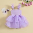 thumbnail image 2 of Fortune 1-6 Ans Fille une Ligne Robe Bambin Sans Manches Arc Tulle Robes Robe d'Anniversaire d'Été, 2 of 8