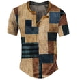 thumbnail image 2 of Henley Shirts for Men 2026 Summer Casual Short Sleeve Waffle Knit Color Block T Shirts Work Shirt, 2 of 3