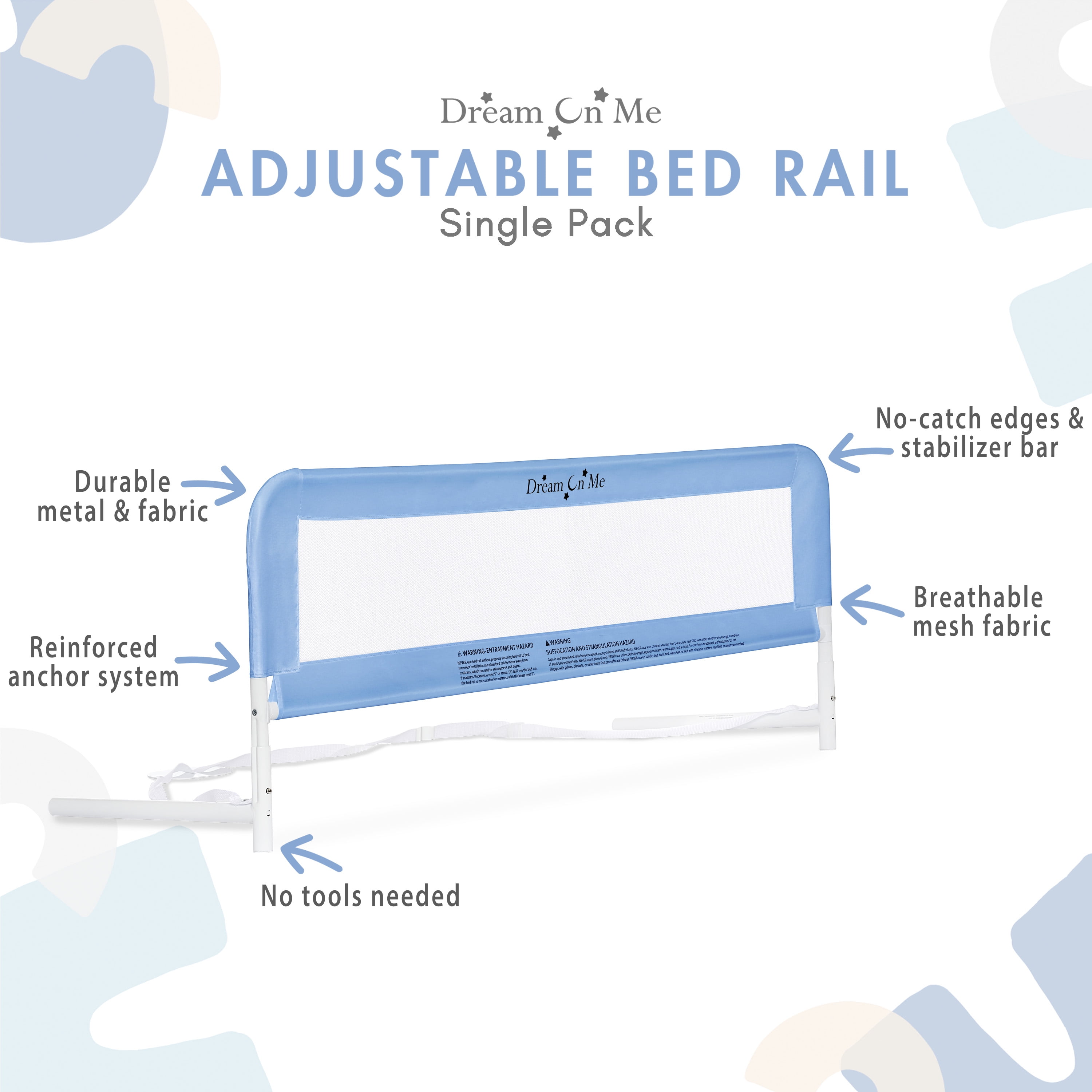Dream On Me 419B Blue Mesh Bed Security Rail, Safety Railing Size 15 inch  YB69 885399038724