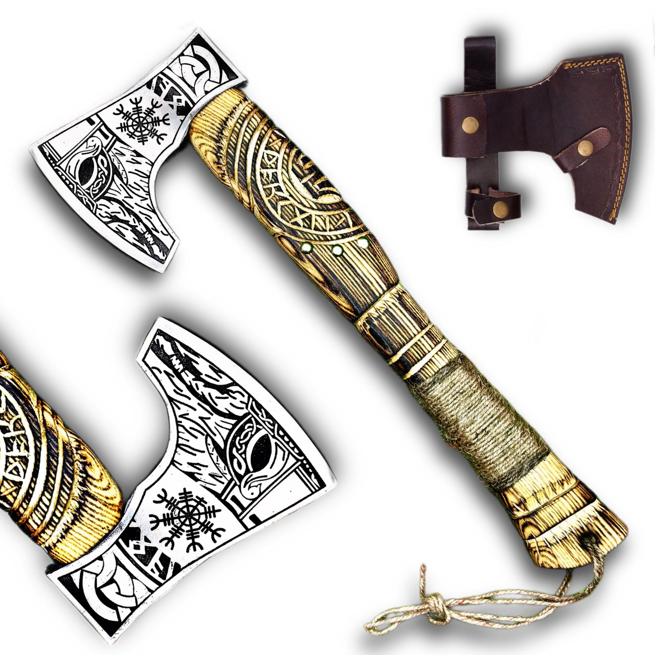 AX-7992 Custom Gift Forged Carbon Steel Viking Axe with Rose Wood Shaft, Viking Bearded Camping Axe, Mens Gift, Poshland Axe