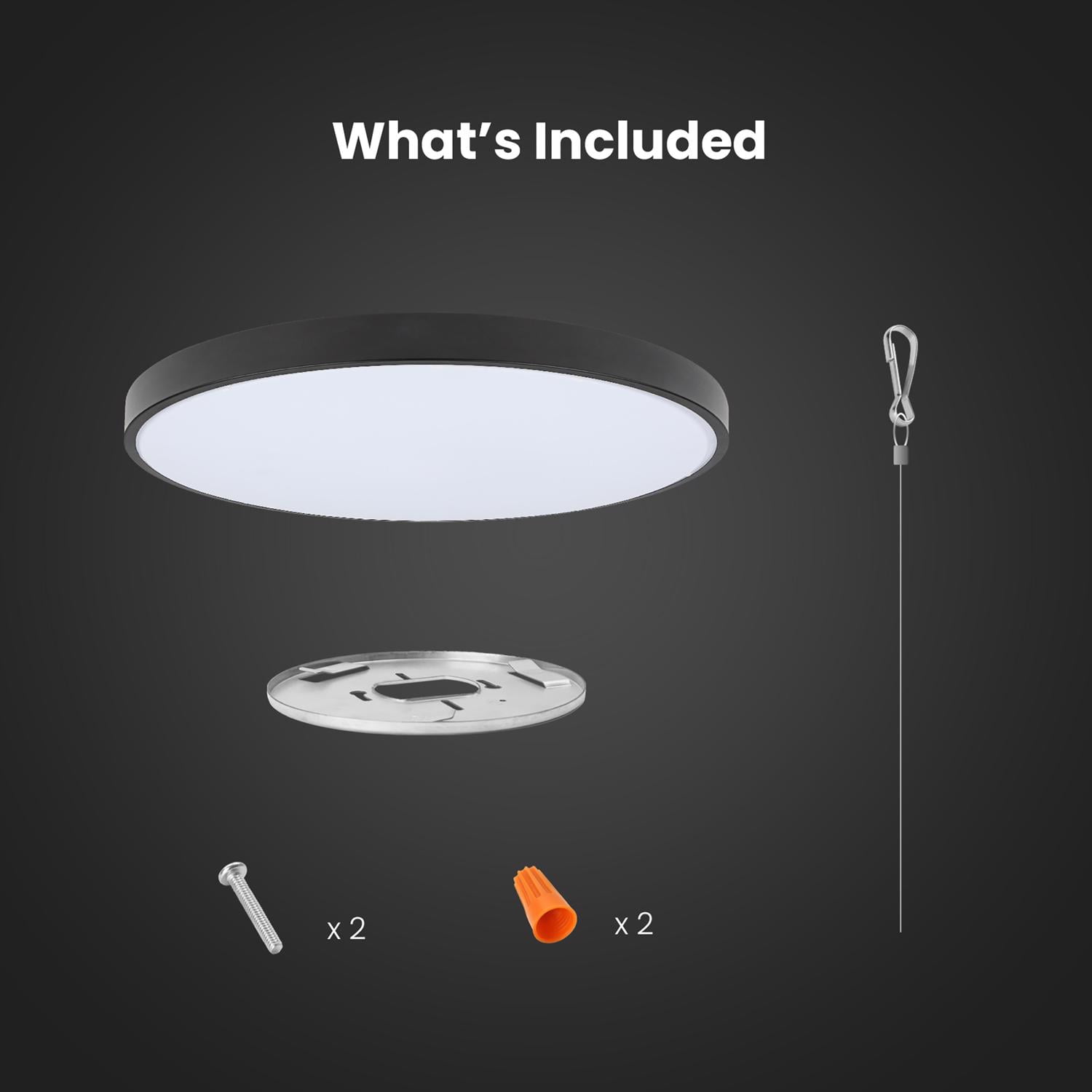 Feit Smart 15 inch Round Smart Fluch Mount Ceiling Light Fixture, Matte Black
