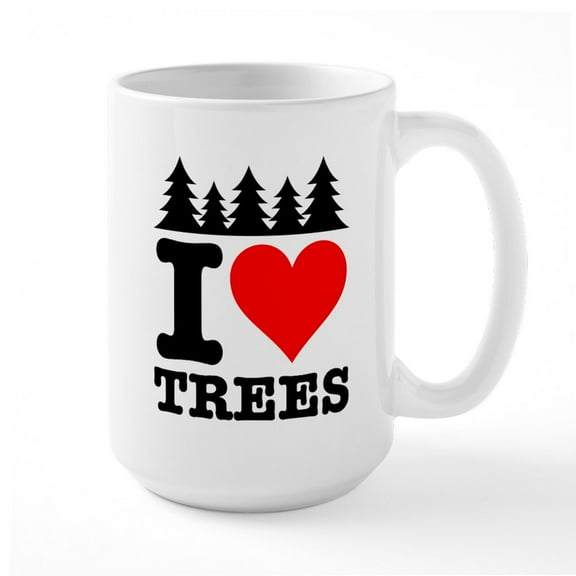 CafePress - I Heart Trees Large Mug - 15 oz Ceramic Large White Novelty Mug