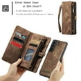 thumbnail image 6 of For Samsung Galaxy S21 Wallet Case,Multi-Functional Retro Leather Purse Flip Cover Zipper Wallet Case with Removable Card Slots Pocket & Detachable Wrist Strap Magnetic Phone Case, Darkbrown, 6 of 9