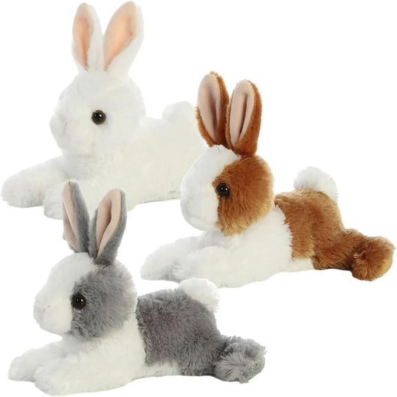 Aurora Baby Bunnies Bundle of 3 - Warm Brown, Gentle Grey, and Snowy White, 8"