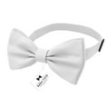 thumbnail image 2 of Men's White Bow Tie with Handkerchief & Cufflinks Pre-Tied Style Formal Satin Classic Bowtie for Tuxedo Faux Silk, by Adam Young (Large, White), 2 of 5