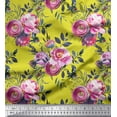 thumbnail image 1 of Soimoi Yellow polyester Crepe Fabric Ranunculus & Penoy Floral Print Fabric by the Yard 42 Inch Wide, 1 of 3