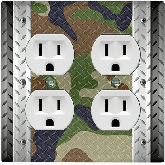 Metal Light Switch Plate Outlet Cover (Multi Camo 2 - Double Duplex)
