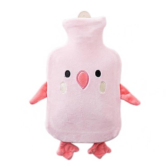 Panda Superstore  1 Liter Cute Bird Hot Water Bottle with Soft Plush Cover for Hot & Cold Therapy Pain Relief, Pink