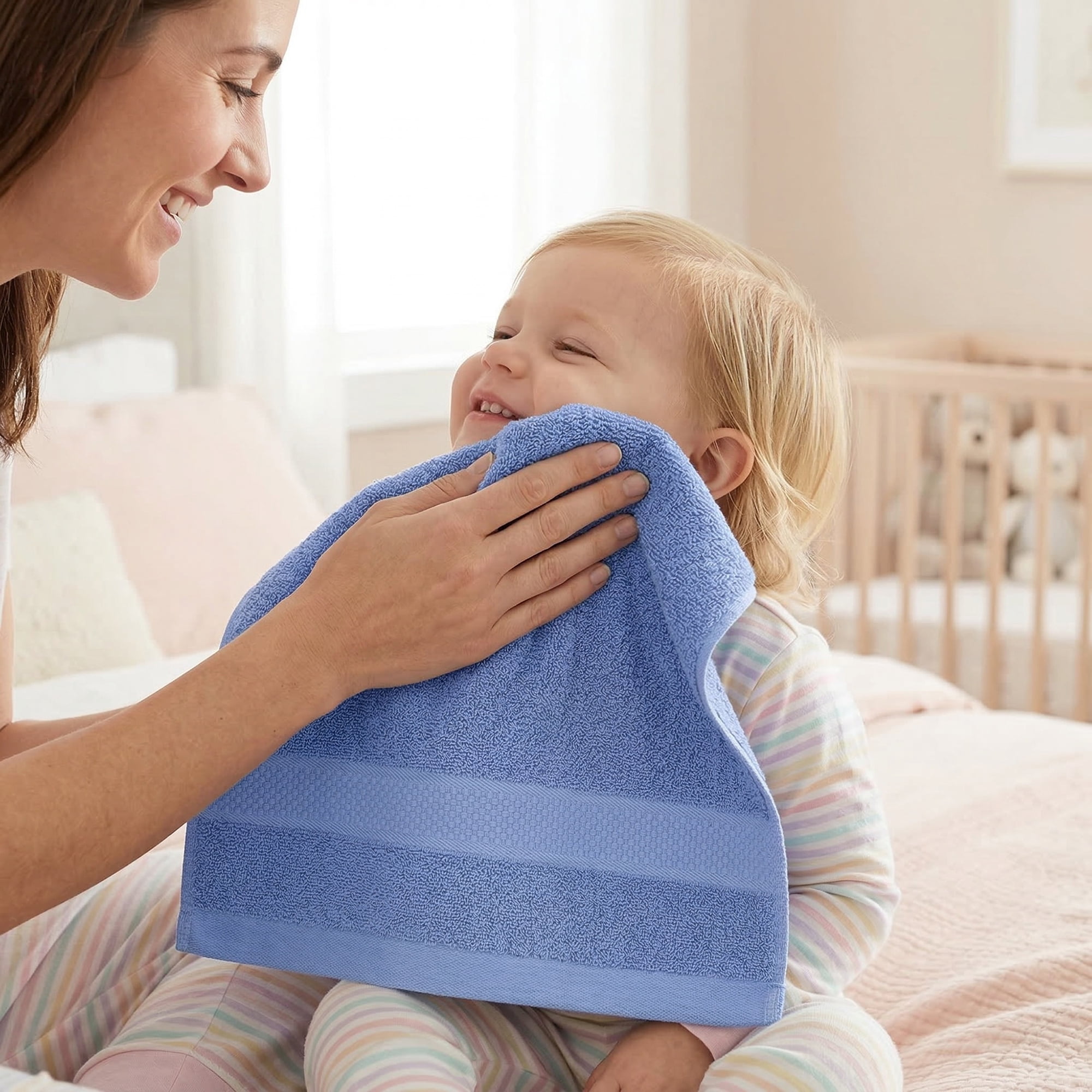 Unique Bargains Solid Cotton 13" x 13" Soft Absorbent Reusable Washcloths Blue 6pk