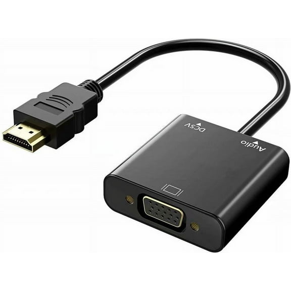 HDMI to VGA Adapter with Audio Adapter, HDMI to VGA Converter Male to Female Gold-Plated Cord with Audio Compatible for PC/Laptop/DVD