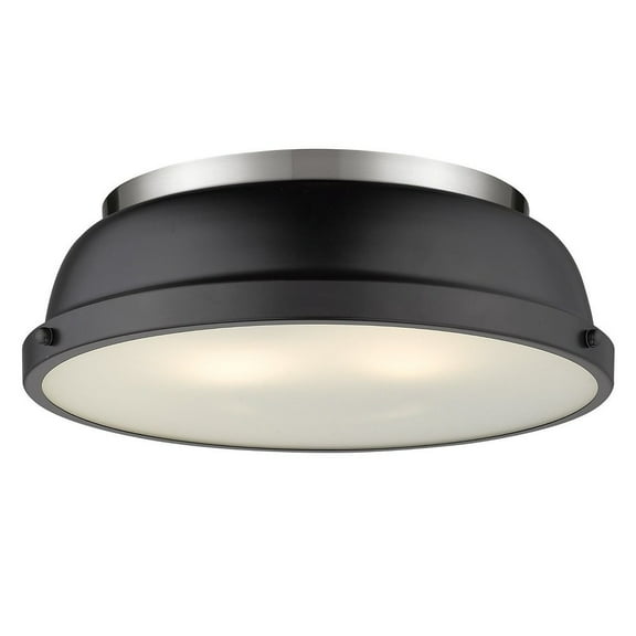 2 Light Flush Mount in Classic Style 4.25 inches High By 14 inches Wide-Pewter Finish-Matte Black Shade Color Bailey Street Home 170-Bel-4159409
