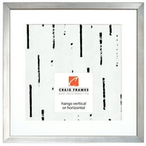 Craig Frames Alloy, 24x24 inch Picture Frame Matted for a 20x20 Photo, Nickel