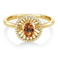thumbnail image 2 of Gem Stone King 18K Yellow Gold Plated Silver Ecstasy Mystic Topaz Ring for Women (0.98 Cttw, Oval 6X4MM, Gemstone Birthstone, Size 7), 2 of 3