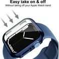 thumbnail image 5 of moogdieeo 2 Pack Case Built in Tempered Glass Screen Protector Compatible with Apple Watch SE 2 (2024)/SE/Series 6/Series 5/Series 4 44mm, Hard PC Case Overall Protective Cover-1 Black + 1 Blue, 5 of 12