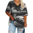 thumbnail image 2 of Xixinqiwan Womens Plus Size Tops Floral Short Sleeves Blouses Summer V Neck Tunic Loose Casual T Shirts Black XXXL, 2 of 4