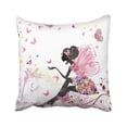 thumbnail image 1 of BOSDECO Pink Girl Butterfly Flowers Girly Drawing Design Decorative Pillowcase 18x18 inch, 1 of 1