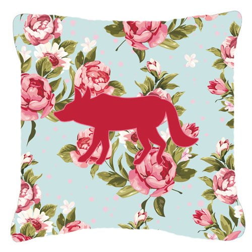 Carolines Treasures Wolf Shabby Chic Blue Roses Decorative Outdoor Pillow