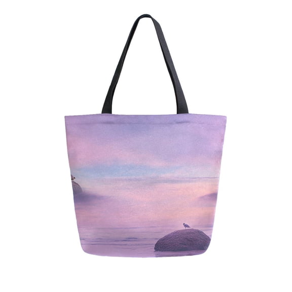 Durable Canvas Tote Bag with Zip Pocket Bags for Woman Shoulder Versatile Carryall for Everyday Use Purple Scene