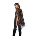 thumbnail image 3 of WeHello Women's Burnout Velvet Kimono Black Cardigan Cover Up Holiday Casual Cardigan Shawl Tops, 3 of 6