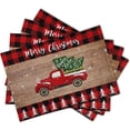 thumbnail image 6 of Merry Christmas Placemats Set of 4, Winter Snowflake Xmas Truck Table Mats, 12 x 18in Washable Heat Resistant Red Black Buffalo Plaid Place Mats Decorations for Kitchen Dining Table Party, 6 of 6