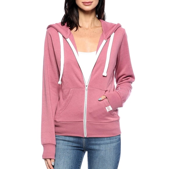 Urban Look Womens Active Long Sleeve Fleece Zip Up Hoodie with Plus Size (X-Large, B1 Begonia Pink)