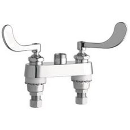 4 Wrist Blade - Chicago Faucet Centerset Faucet Less Spout, Wrist Blade Handles, 4 In., Lead Free