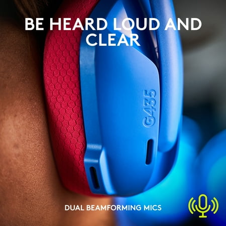 Logitech - G435 Wireless Dolby Atmos Over-the-Ear Gaming Headset for PC, PS4, PS5, Nintendo Switch, Mobile with Built-in Mic - Blue