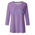 thumbnail image 4 of Blusa estampada de manga 3/4 y cuello redondo para mujer - Túnica informal para el día a día, 4 of 5