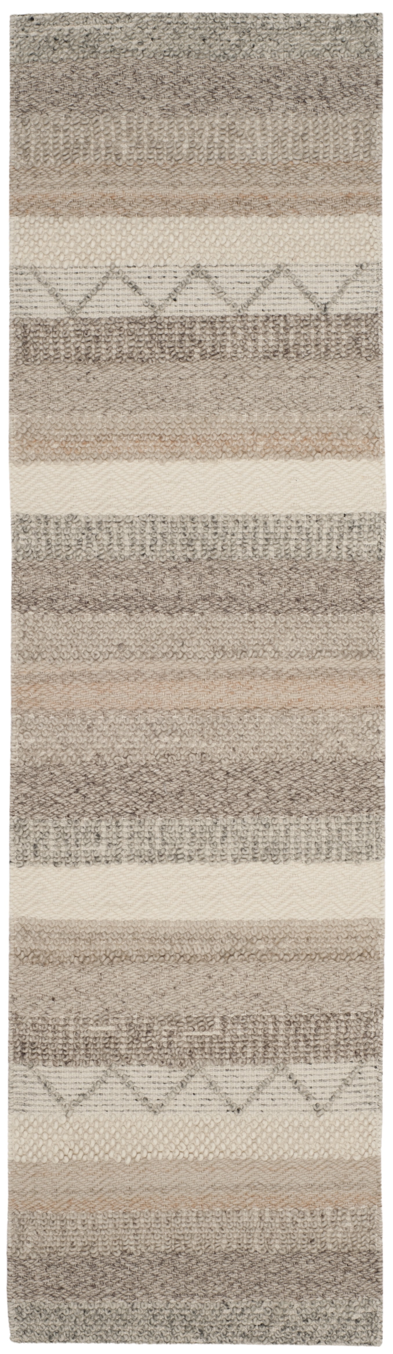 SAFAVIEH Natura Rylan Braided Striped Wool Runner Rug, Beige, 2'3" x 6'