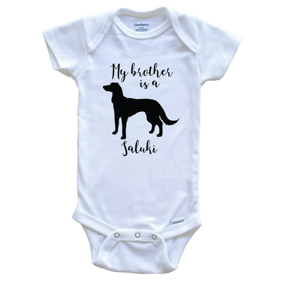 My Brother Is A Saluki cute Dog Baby Bodysuit - Saluki One Piece Baby Bodysuit, 0-3 Months White