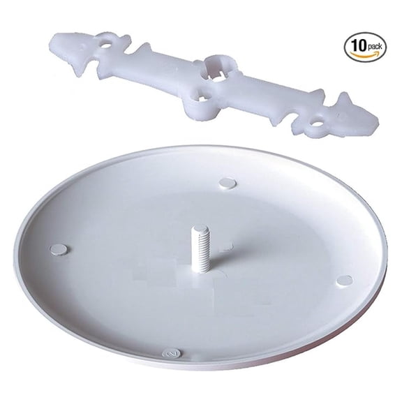 Ceiling Box Cover 3-1/2 to 4 Inch - White Round Plate - Electrical Junction Box Cover - 10 Pack - Interior Remodel & New Construction