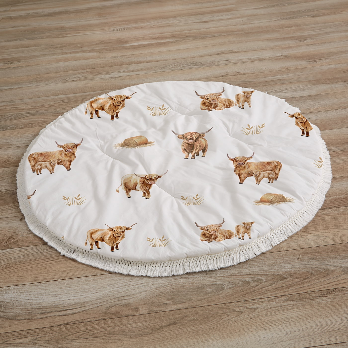 Sweet Jojo Designs Boho Highland Cow Boy, Girl, Unisex/Gender Neutral Baby Tummy Time Play Mat
