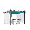 thumbnail image 3 of Historyli Pérgola de aluminio de 3 x 3 m, toldo retráctil impermeable con cortinas laterales de malla para patio, color azul, 3 of 8