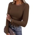 thumbnail image 1 of Remera PRETTYGARDEN 2025 de Punto Acanalado Marrón XS, 1 of 8