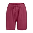 thumbnail image 4 of SOOMLON Men's Classic Cargo Shorts Cargo Shorts Drawstring Comfy Shorts Pocket Cotton Linen High Waist Loose Bandage Pants Knee Length Red XL, 4 of 5