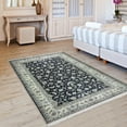 thumbnail image 3 of Ottomanson Machine Washable Cotton 4x6 Flatweave Area Rug for Living Room, 4' x 6', Black Floral, 3 of 4