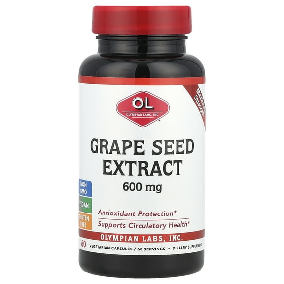 Olympian Labs Grape Seed Extract - Maximum Strength 600 mg 60 Veg Caps