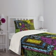 thumbnail image 5 of Ambesonne Abstract Quilted Bedspread Set 2 Pcs, Grunge Murky Trippy, Twin Size, Multicolor, 5 of 6