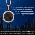 thumbnail image 2 of Gem Stone King 18K Rose Gold Plated Silver Cushion/Checkerboard Black Onyx and White Moissanite Pendant Necklace for Women (6.16 Cttw, Gemstone Birthstone, with Chain), 2 of 6