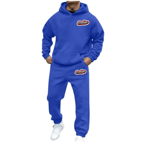 Men's Autumn Winter Casual Fashion Letter Print Hooded Sweatshirt Long Sleeve Pullover Top