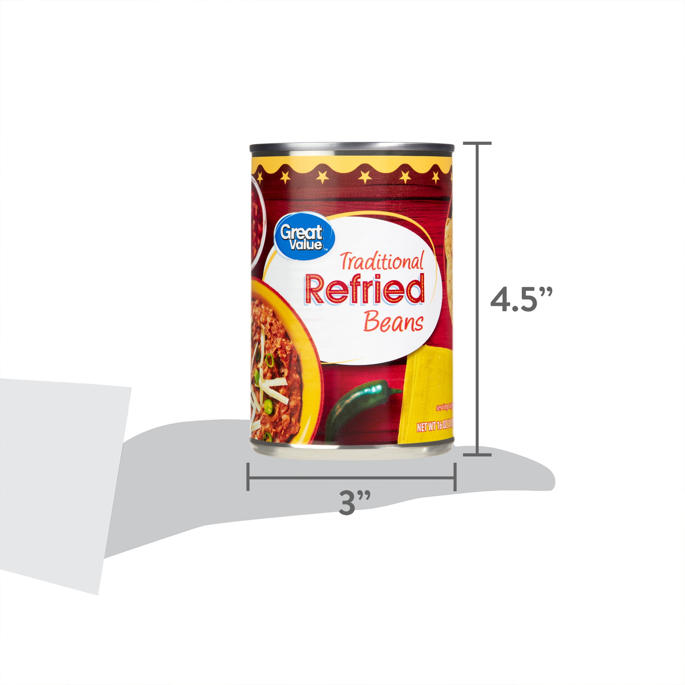 Great Value Traditional Refried Beans, 16 oz