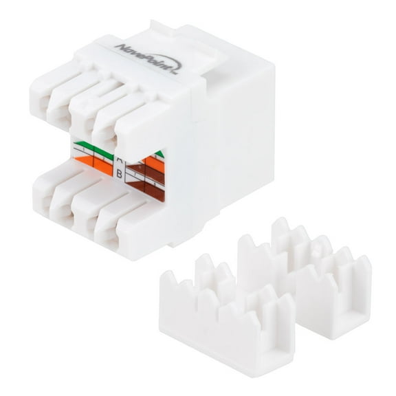 CAT5E Keystone Jack, Snap-In, 180-Degree Termination, Thermoplastic, White, 15-Pack, CE Compliant